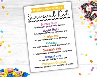 Administratief assistent Survival Kit Cadeaukaartjes Administratieve professionals Dagwaardering Bedankkaarten Survival Kit Treat Tag-kaarten