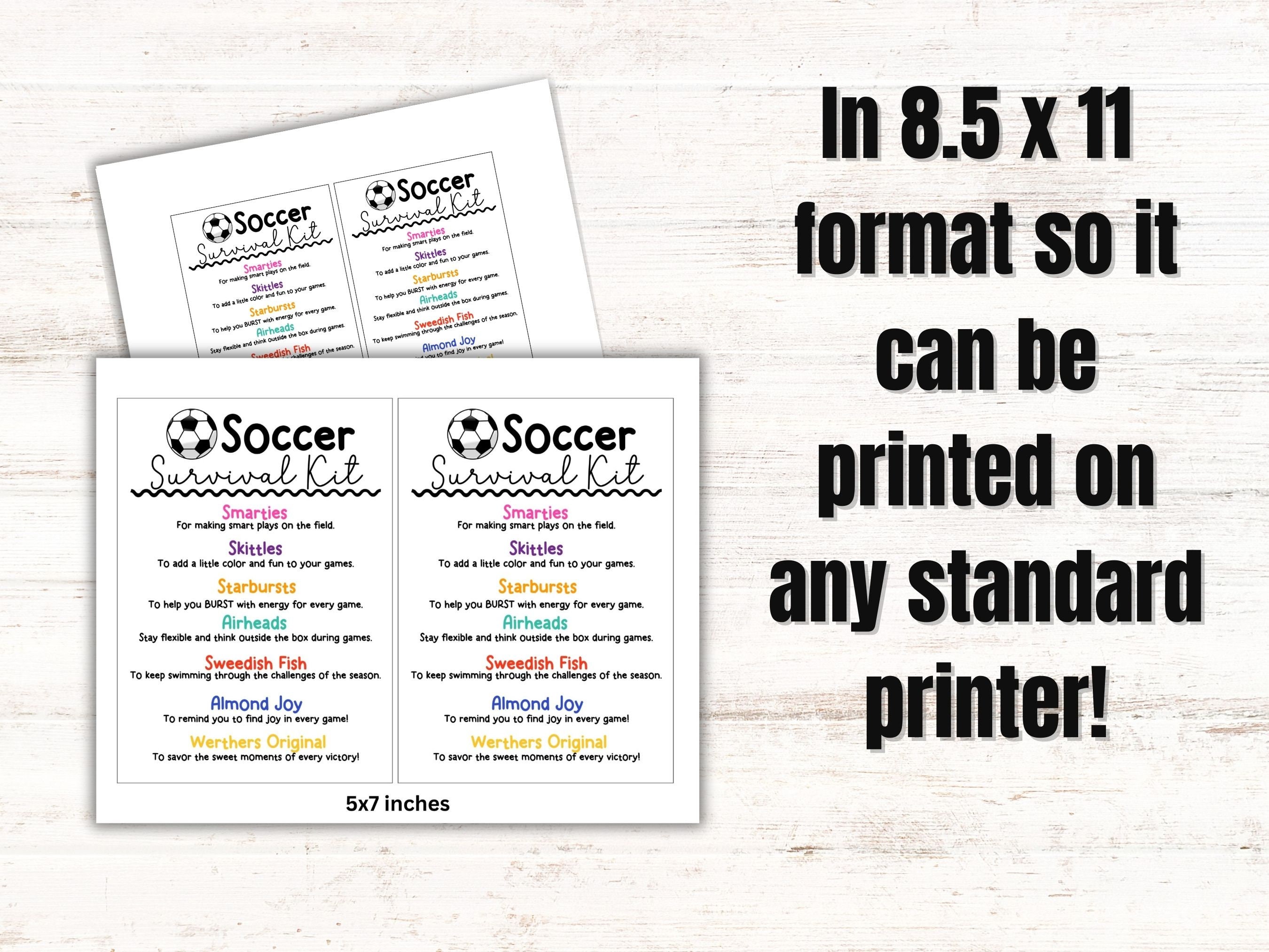 Soccer Survival Kit Gift Tags Printable Soccer Team Survival Kit Soccer ...