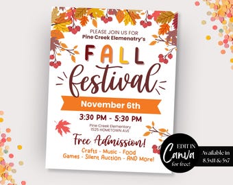 Volantino modificabile per il festival autunnale del raccolto PTA PTO Volantino per l'evento PTA autunnale per la raccolta fondi autunnale Volantino per la comunicazione delle attività della chiesa per il festival autunnale