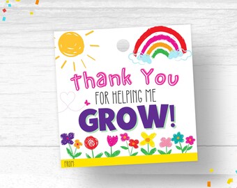Flower Gift Tag Teacher Appreciation Thank You Tag Preschool Teacher Thank You Gift Tag Teacher Succulent Gift Tag Flowers Plant Gift Tags