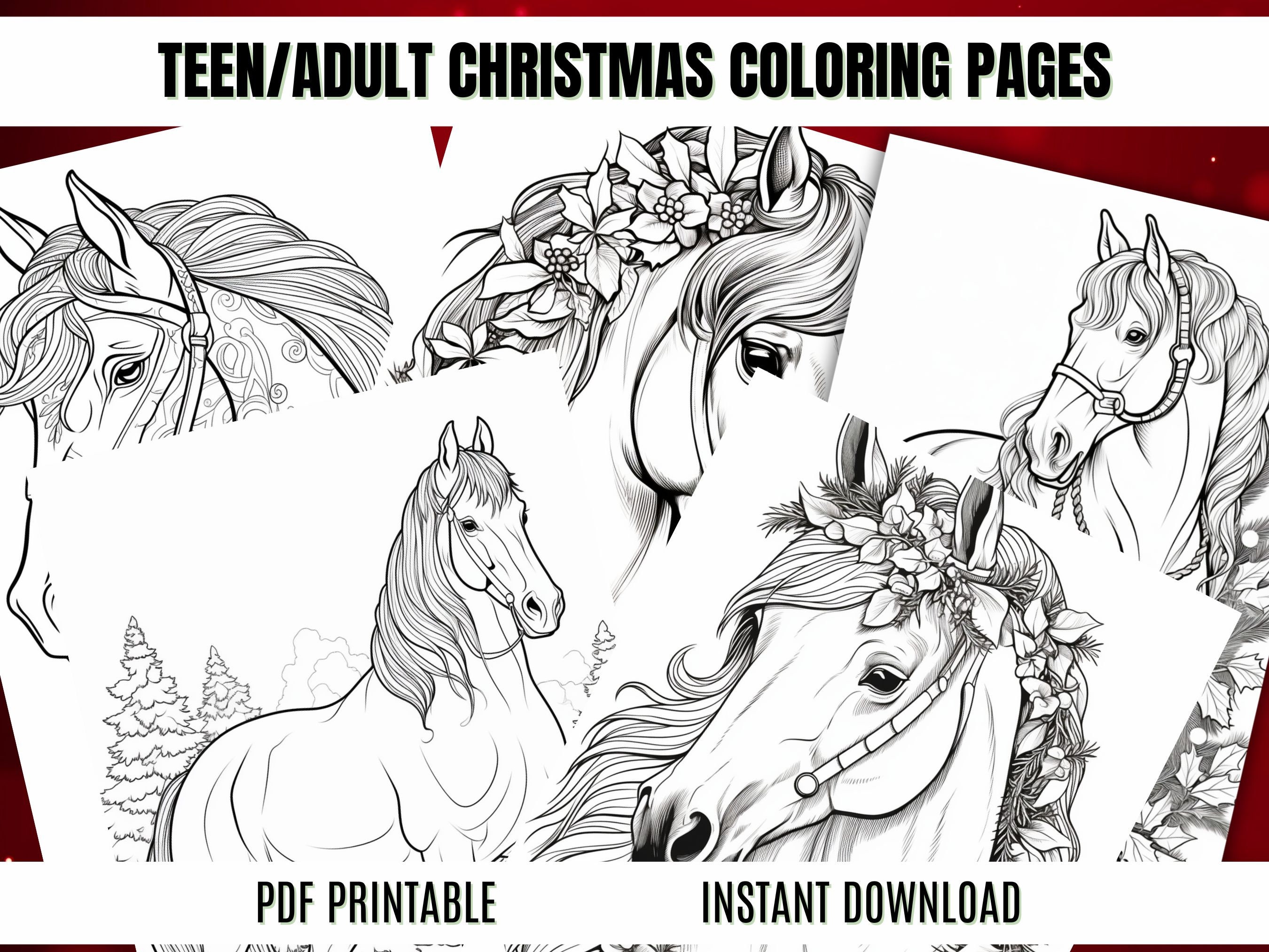 Christmas Coloring Pages, Christmas Horse Coloring Pages, Winter