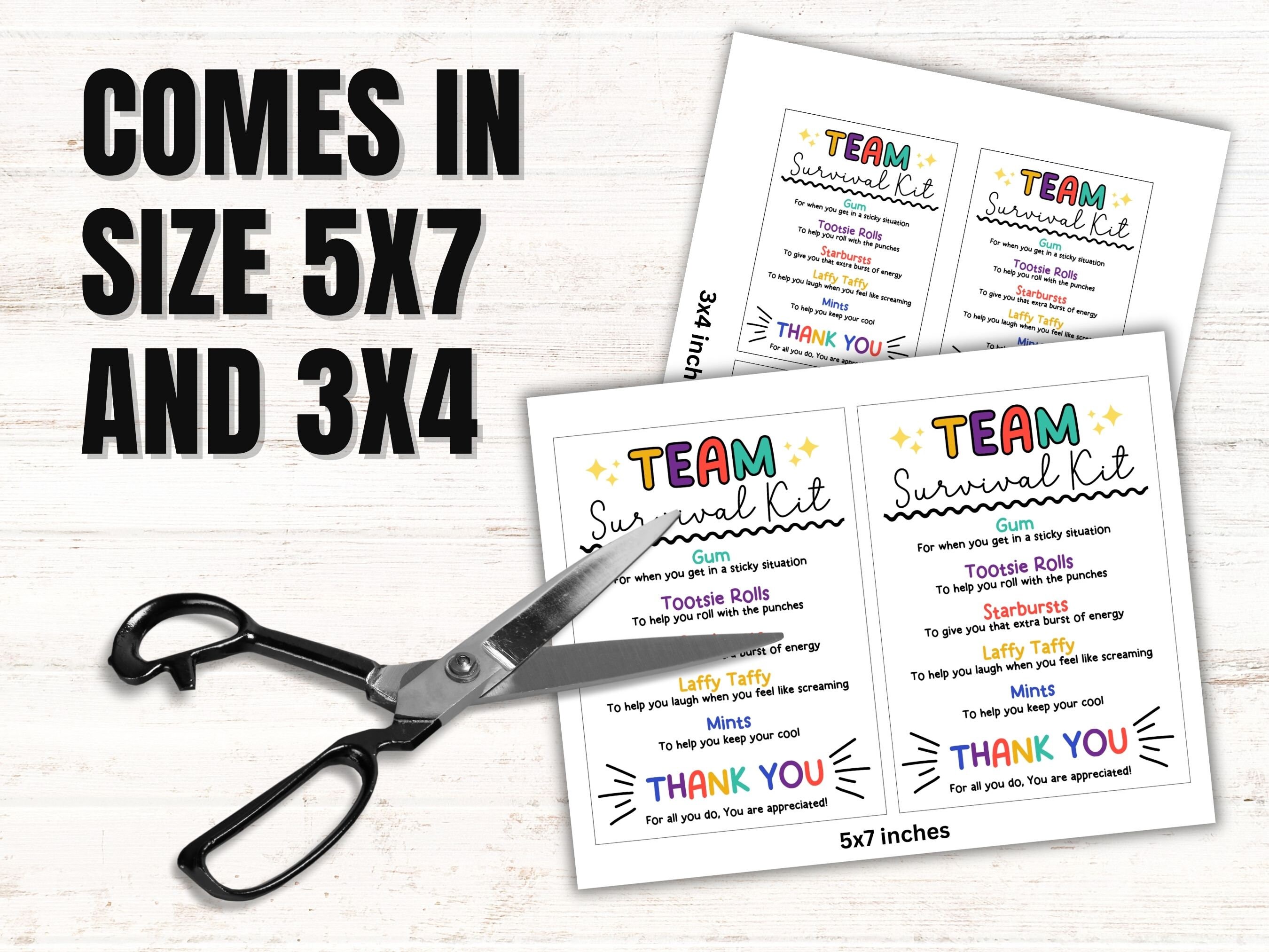 Team Survival Kit Gift Tags Printable Employee Welcome Gift Survival ...