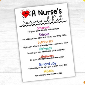 Nurse Survival Kit Geschenkanhänger Geschenkanhänger für die Krankenschwester