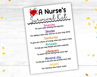 Nurse Survival Kit Gift Tags Printable Nurse Appreciation Gift Tags National Nurses Week Appreciation Gift Thank You Nurse Favor Tag Nurses