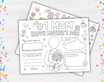 Attività regalo stampabile per la Festa della Mamma: tutto sulla mia mamma, foglio di lavoro da colorare per la Festa della Mamma, attività educativa per la Festa della Mamma, tovaglietta