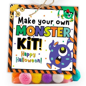 Construisez votre propre étiquette de kit monstre Halloween sans bonbon Cadeau pour la classe Monstre Build Etiquette cadeau imprimable sans bonbon Gâterie pour kit monstre d'Halloween