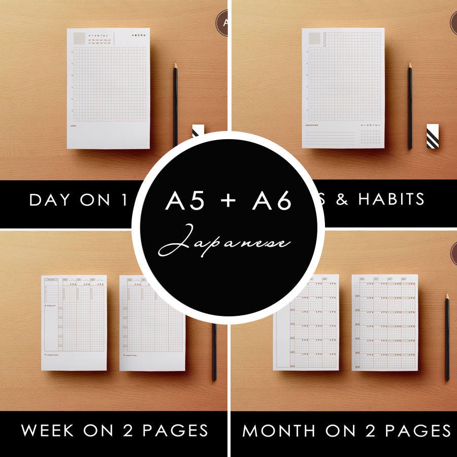 Hobonichi A5 A6 Hobonichi Printable Grid Notebook | Etsy