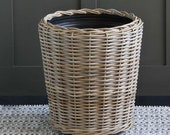 Rattan Large Planter with plastic Liner 44 cm Height