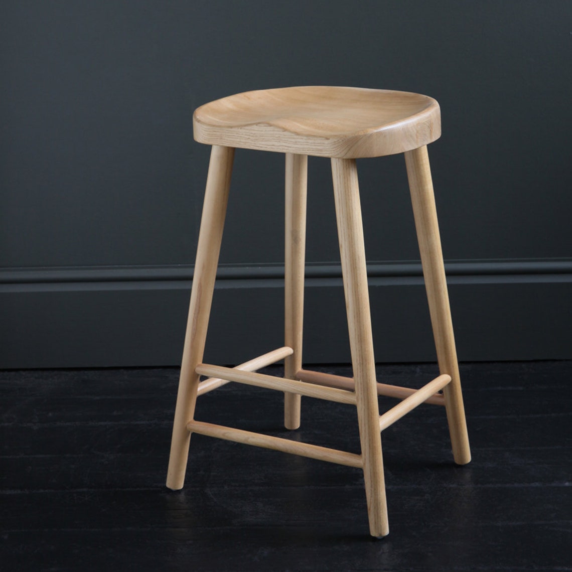 Shaker Bar Stool Solid Wood Kitchen Counter Seating Nordic Etsy