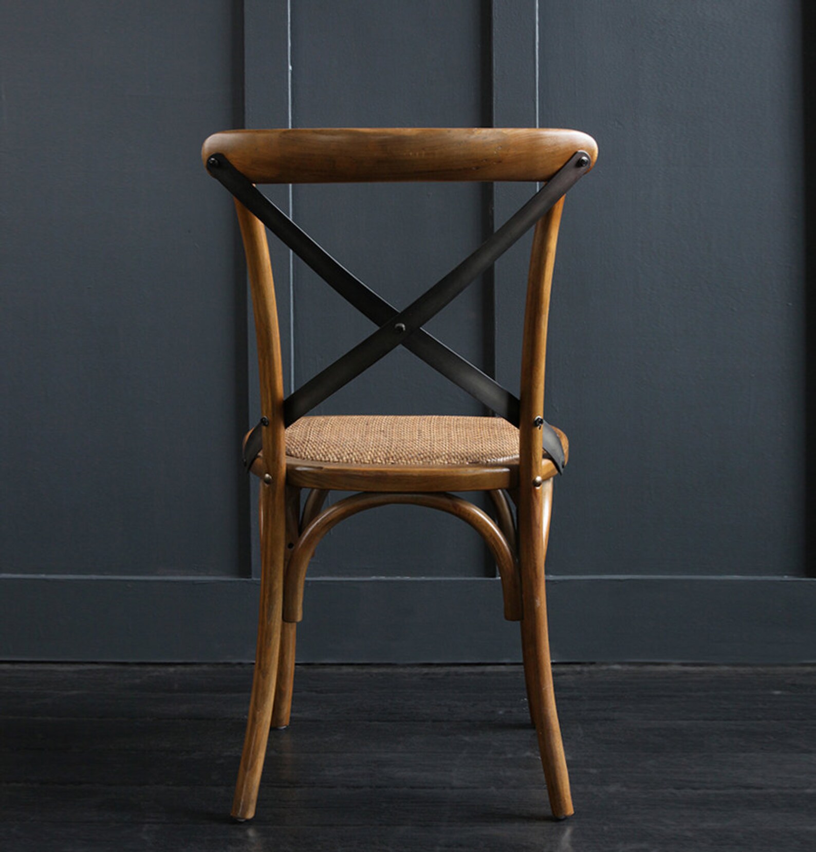 French Cross Back Bentwood Dining Chair Dark Oak Wood 89 x 54 Etsy