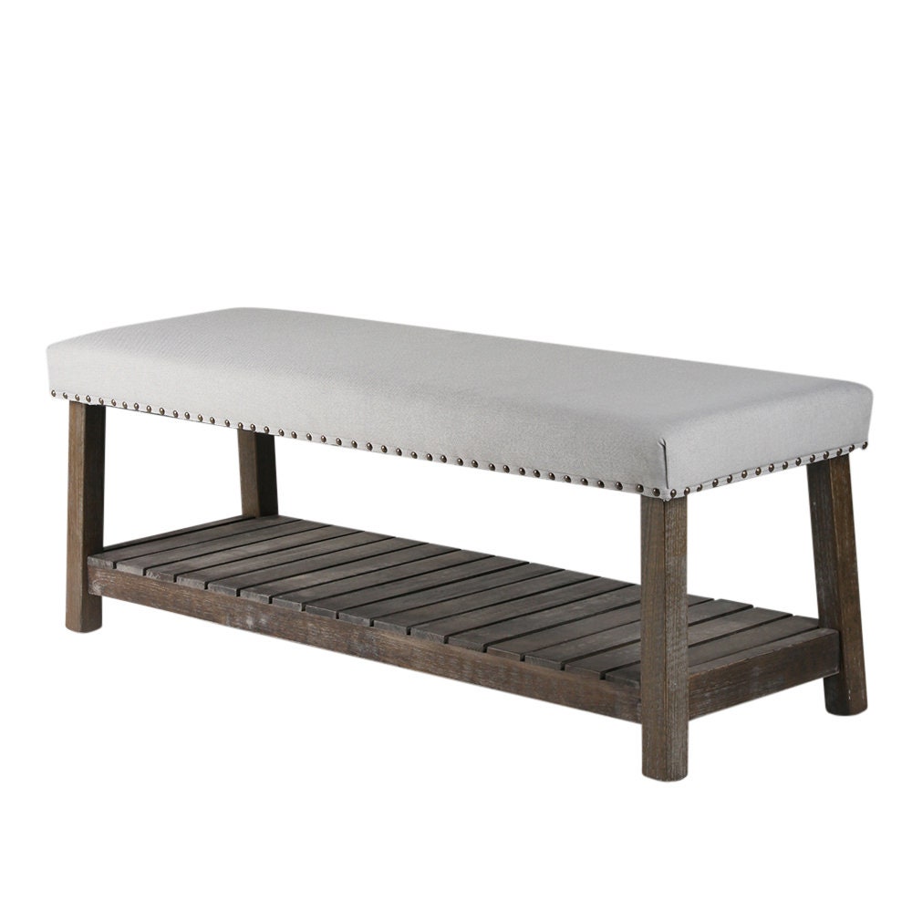 Lydia Upholstered Bench Hidden Storage Seating Canvas Seat Etsy UK