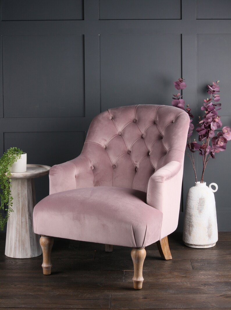 Portman Accent Chair Armchair Button Back Detail Heather Pink Etsy UK