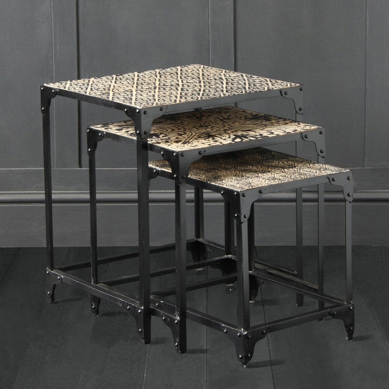 NEST OF TABLES Industrial Nesting Table set of 3 Black & Etsy