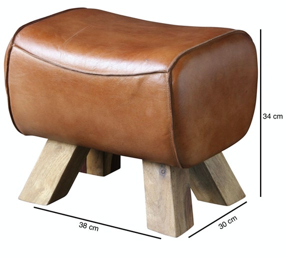 Pommel Footstool Low Foot Stool Footrest Real Leather Seat With Natural  Wooden Legs 34cm Various Colours Are Available. 