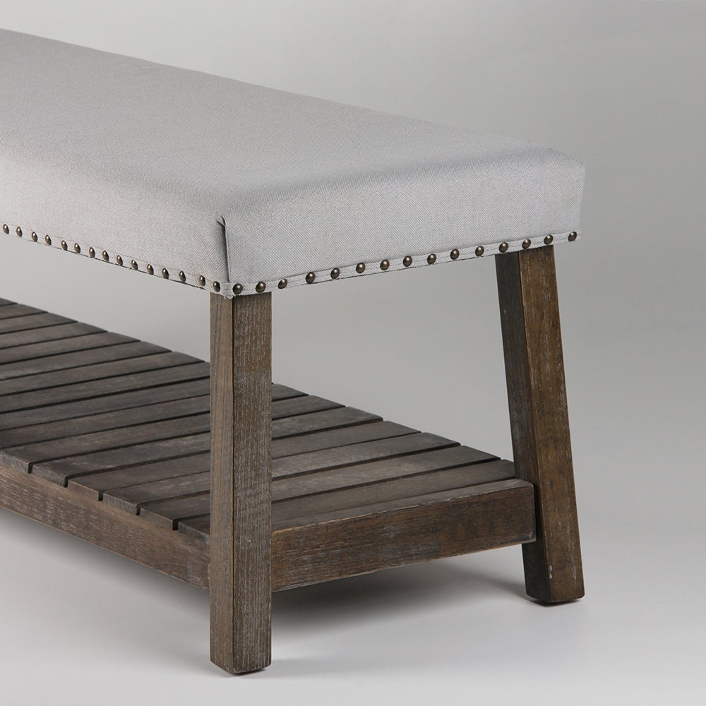 Lydia Upholstered Bench Hidden Storage Seating Canvas Seat Etsy UK