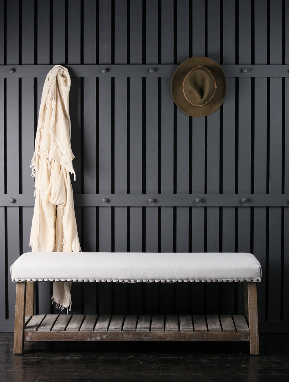 Lydia Upholstered Bench Hidden Storage Seating Canvas Seat Etsy UK