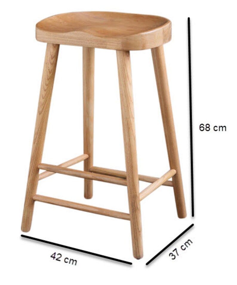 Shaker Bar Stool Solid Wood Kitchen Counter Seating Nordic Etsy UK