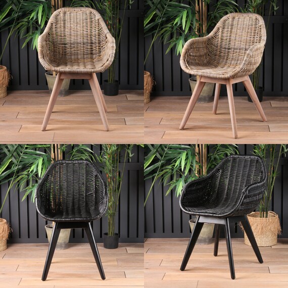 Indoor/Outdoor Boho Rattan Rope Chairs with Back & Seat Cushions