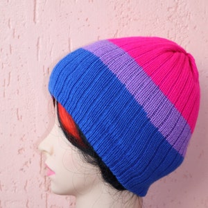 Bi Pride Beanie Hat LGBT Bisexual Pride Hat Bisexual pride slouchy hat Knit Pride Hat Bisexual gift  Pride Festival, bi pride