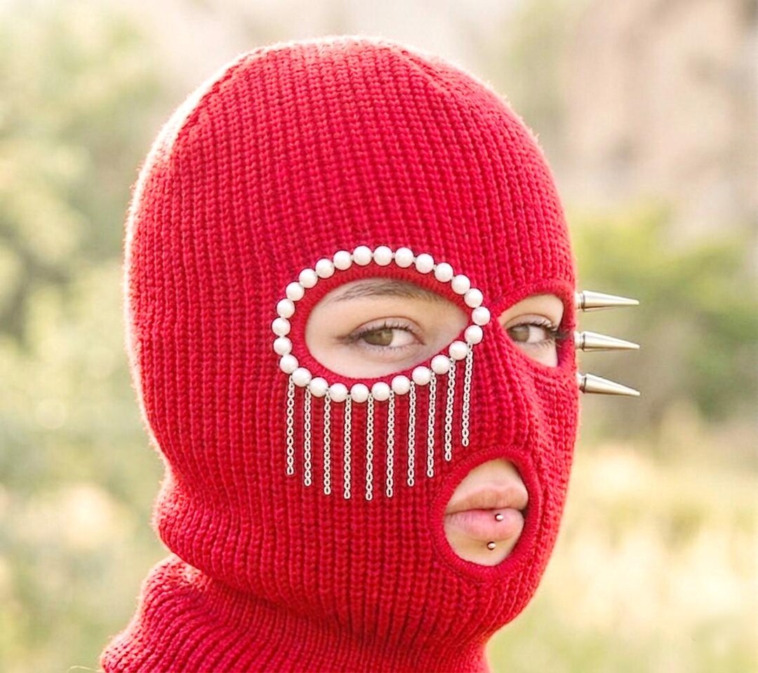 Gothic Punk Ski Mask, Distressed Hand-knit Face Mask, Alternative ...