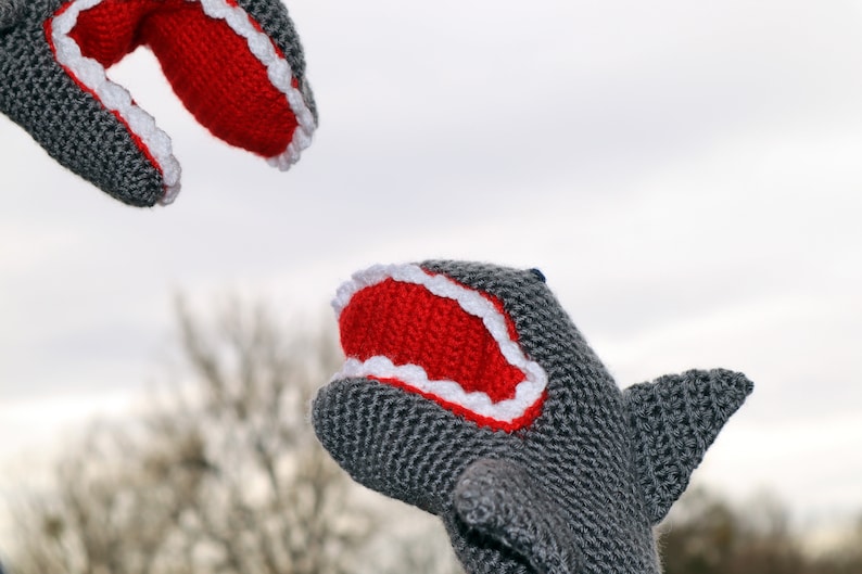 Hand Crocheted, shark,Clothing and Accessories,crochet Accessories,Gloves & Mittens,Gift Ideas TO ORDER for Teen, men and women image 2