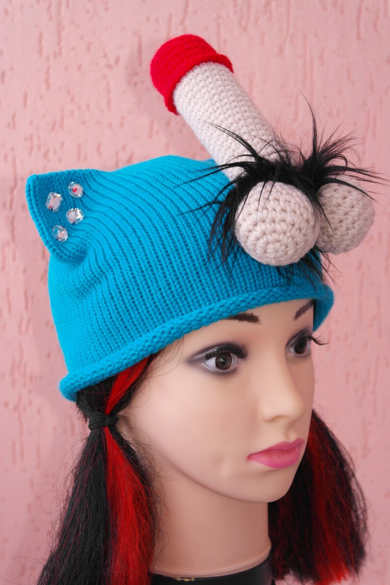 Crochet Penis Hat Penis Warmer Ts Cat Ears Hat Penis Sex Etsy