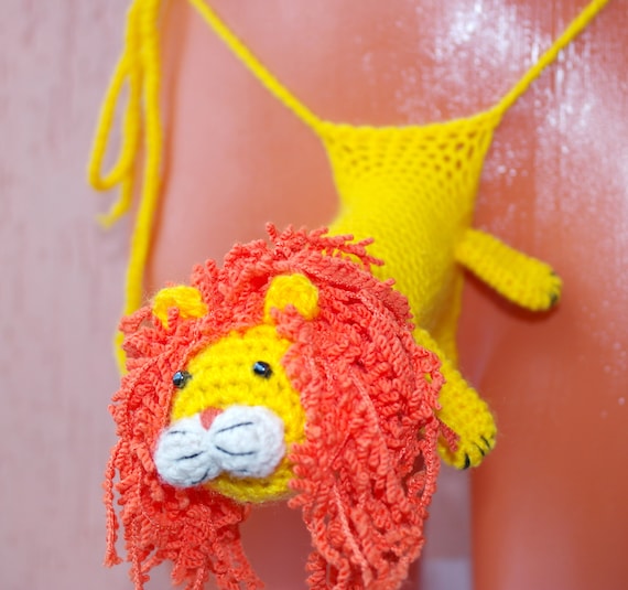 Cadeau de Noel cache couche Lion Willy sous vetements sexy pour homme string lion pour homme crochet original cadeau petit ami deguisement chauffe penis lanieres tricotees Etsy France