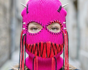 Custom colors knit balaclava - Black Accent Punk Ski Mask, gimp mask.