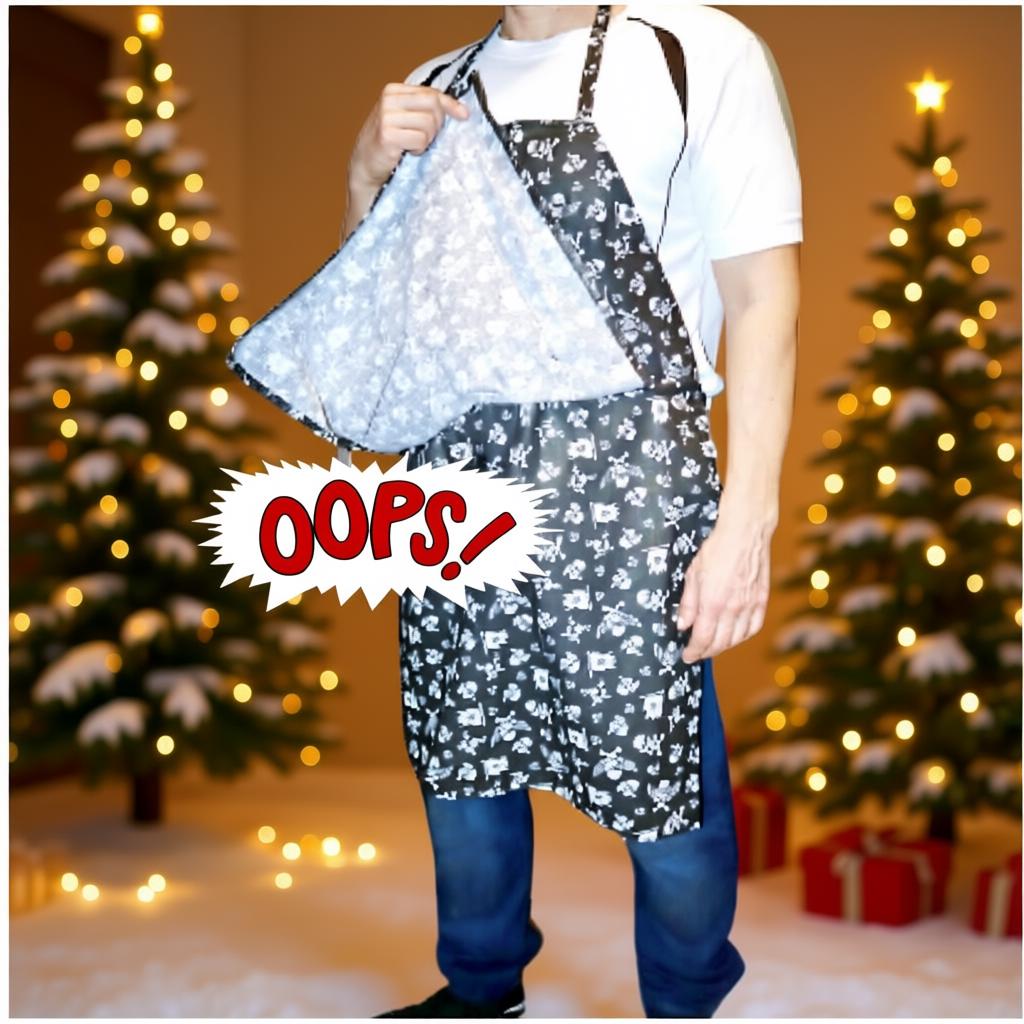 Tablier Humoristique Noël - Unisexe Pour Cuisine, BBQ, Fêtes - Design Fun Et Imprimés Originaux