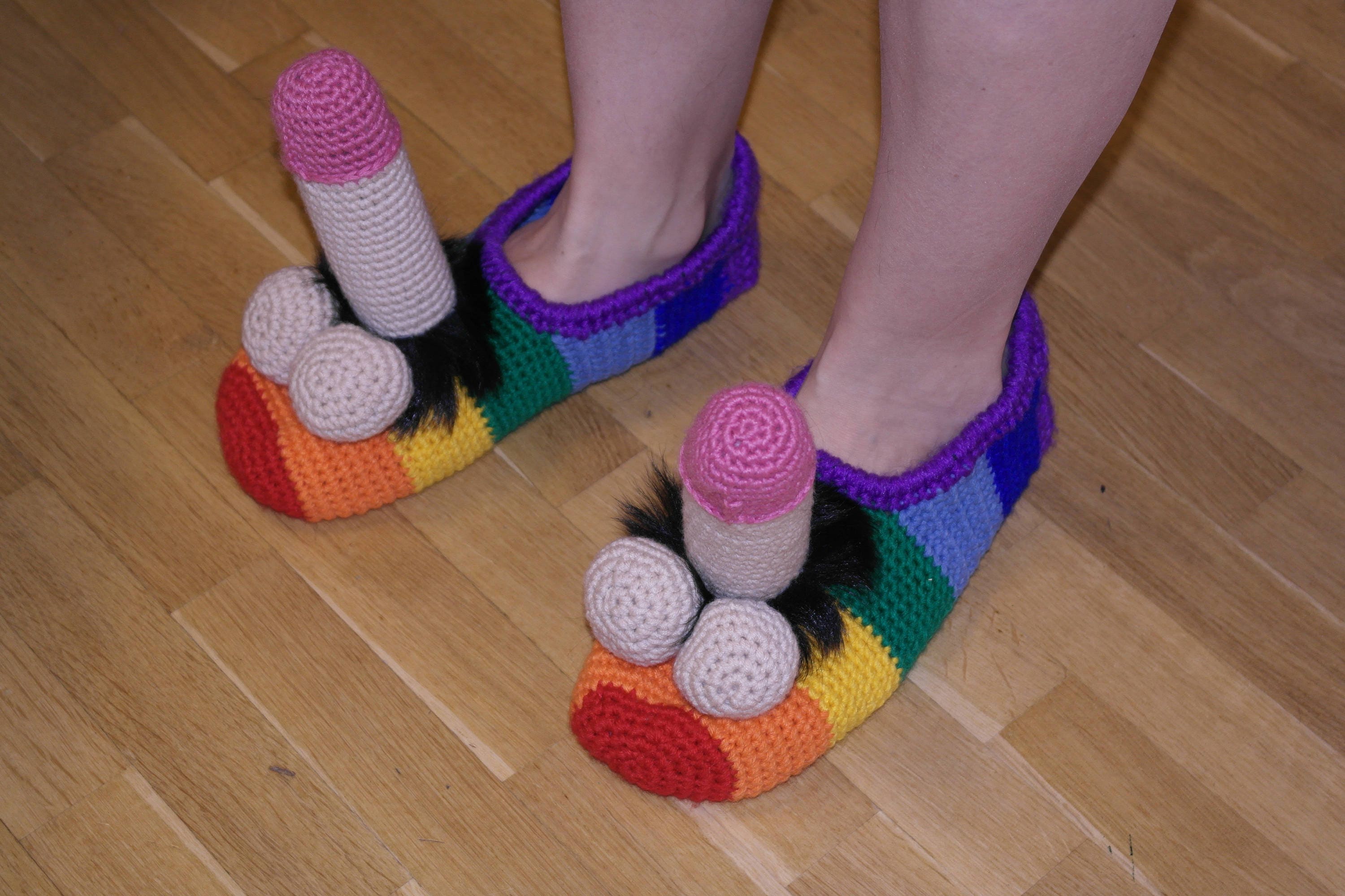 lån Tryk ned Brød Slippers Penis Funny Rainbow Socks Dad Jokes Adult Sizes for - Etsy