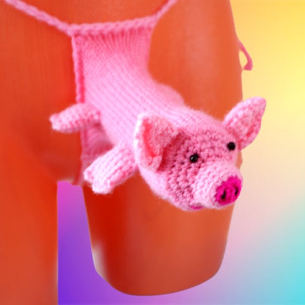 Funny Panties, Men Piglet thong,penis shaped,Willy Warmer,animal crossing,Penis Warmer Costume,Gift Knitted,pig cock,Willy Warmer