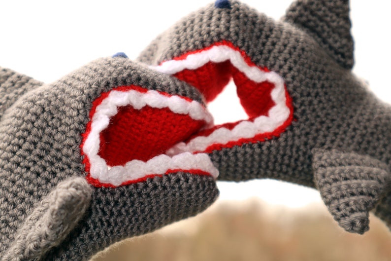 Hand Crocheted, shark,Clothing and Accessories,crochet Accessories,Gloves & Mittens,Gift Ideas TO ORDER for Teen, men and women image 4