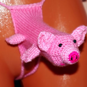Bragas divertidas, tanga de cerdito para hombre, con forma de pene, calentador de pene, Animal Crossing, disfraz de calentador de pene, regalo de punto, pene de cerdo, calentador de pene