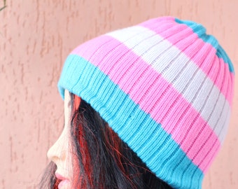 LGBT Trans Beanie Hat Flag Transgender Beanie Knitted hat Transgender Pride