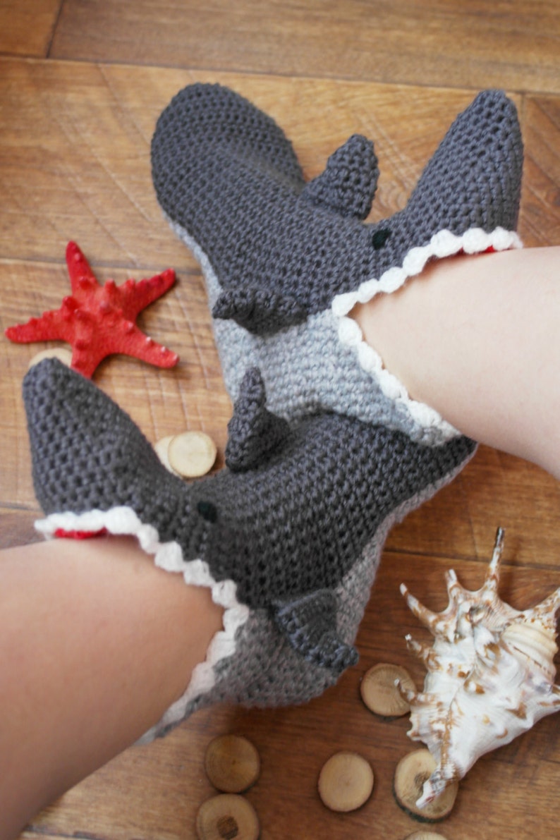 Socks Shark Slippers,customizable socks, personalized socks,fuzzy socks. for Adult Sizesladies slippers,shark week,slippers men, shark light gray