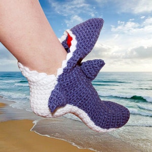 Socks Shark Slippers,customizable socks, personalized socks,fuzzy socks. for Adult Sizesladies slippers,shark week,slippers men, shark image 5