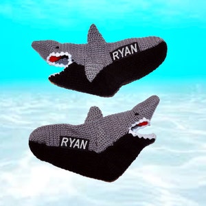 Socks Shark Slippers,customizable socks, personalized socks,fuzzy socks. for Adult Sizesladies slippers,shark week,slippers men, shark image 7