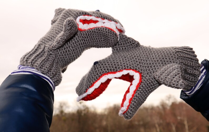 Hand Crocheted, shark,Clothing and Accessories,crochet Accessories,Gloves & Mittens,Gift Ideas TO ORDER for Teen, men and women image 6