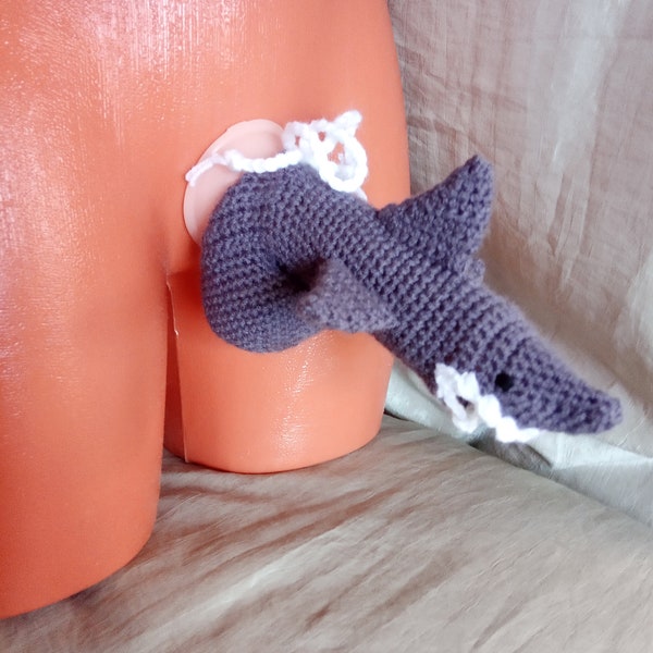 Crochet Shark, Original Willy Warmer, Mens Sexy Underwear, erotic mens thong, Boyfriend Gift, Penis Warmer Outfit Costume,  Gift Knitted