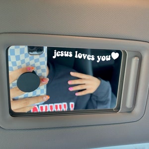 Different messages to choose from | Christian car mirror decal  | Faith sticker | Gift | Rearview | Bumper | Jesus loves you | WWJD