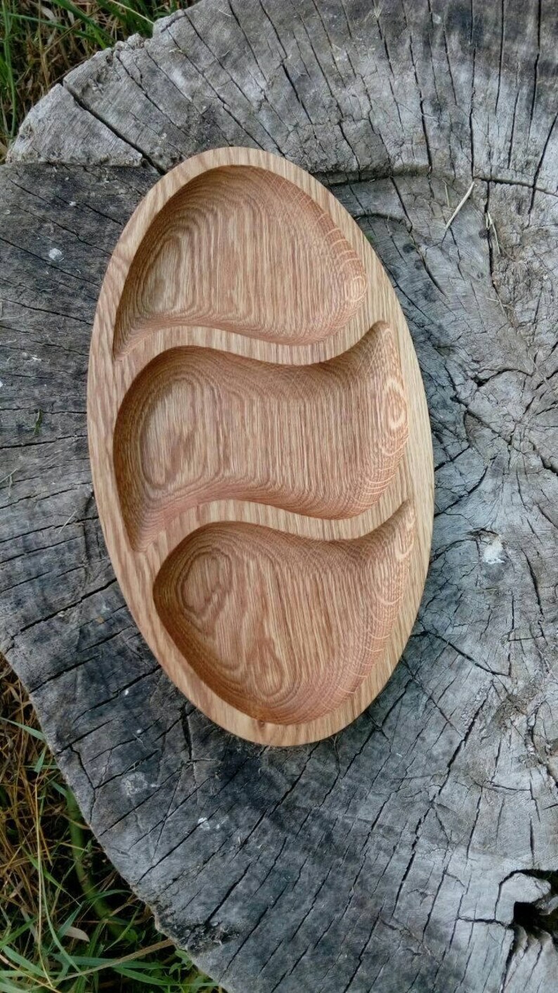 Large Wooden Serving Dish Hand Carved Wooden Bowl Segmented Wood Bowl