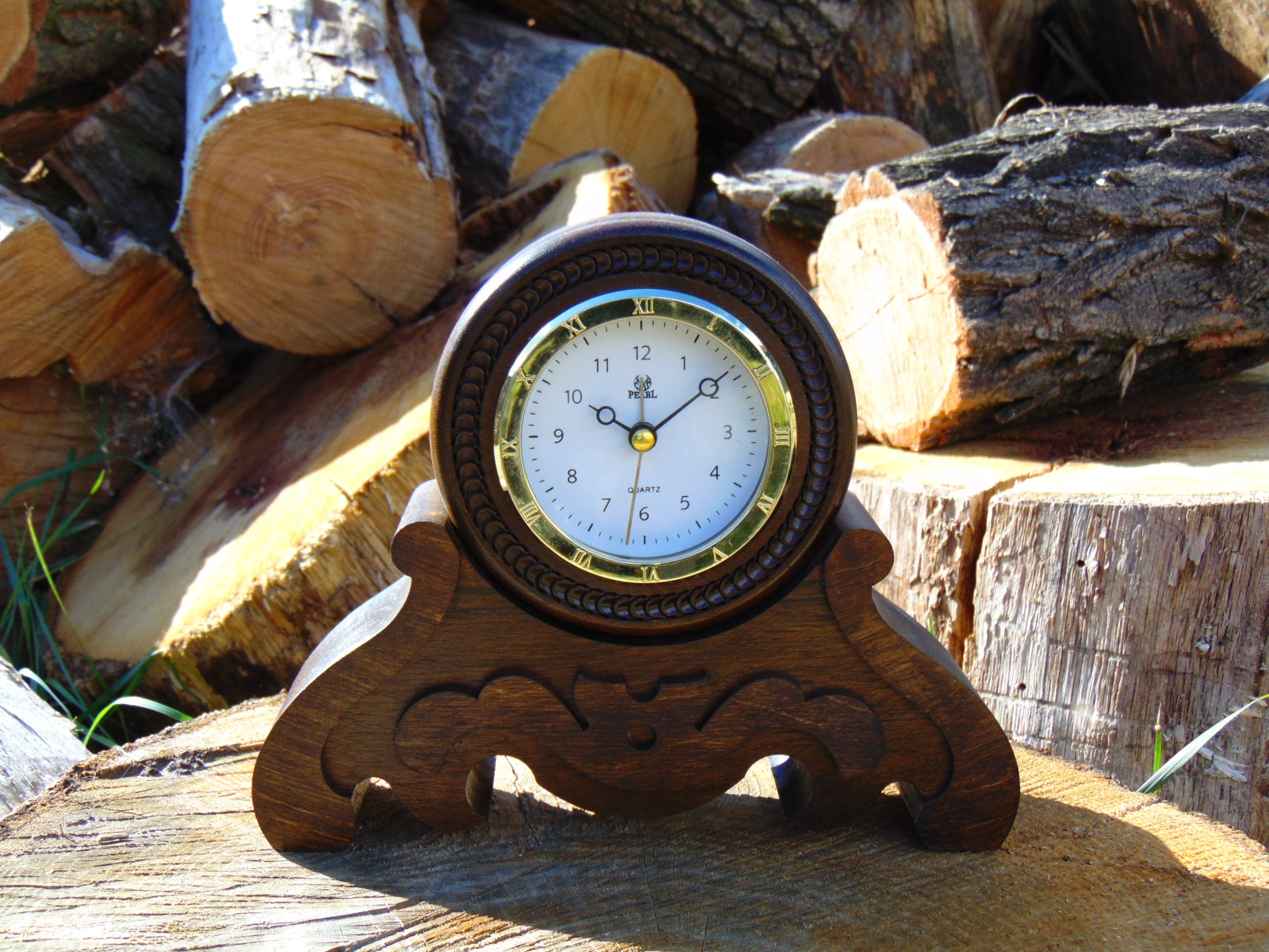 Wood Clock Wooden Clock Wood Watch Mantel Clock Table Clock Chiming