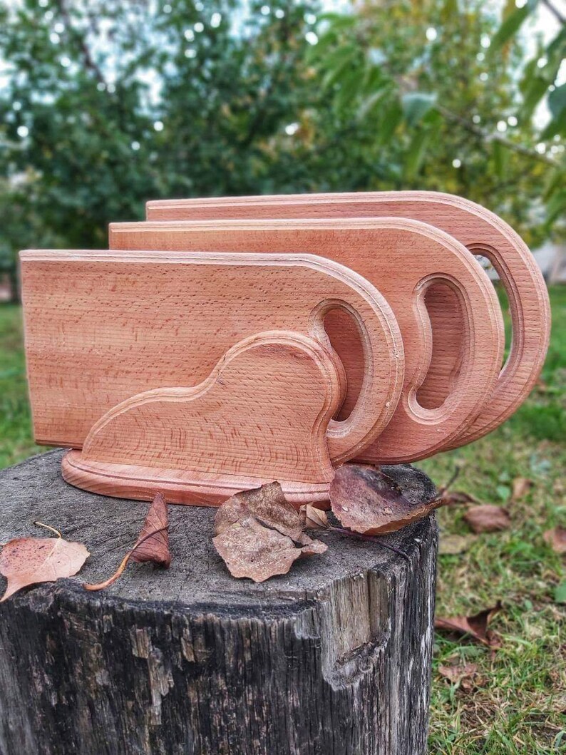 Set of 3 Wooden Cutting Board Beech Wood Cutting Board Set Etsy