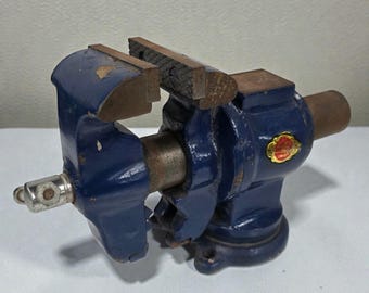 Blue Cast Iron Swordfish Swivel Base Table Vise 2.5" Jaws