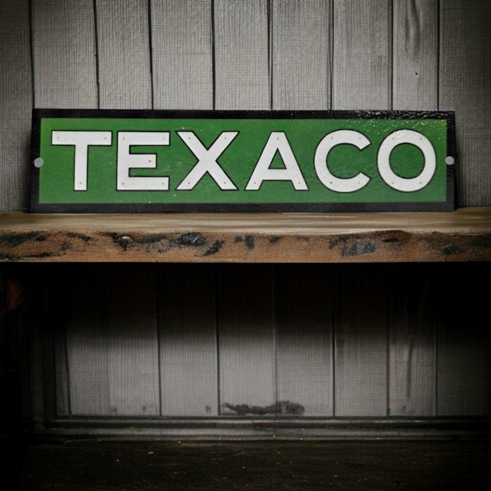 Rustic Texaco Gas & Oil Sign – Green With White Lettering – Garage and ...