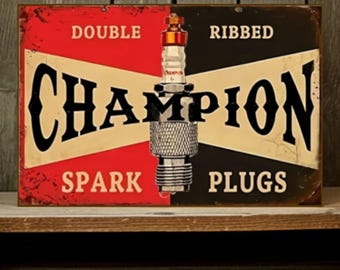 Champion Spark Plug 9x12 Reproduced Aluminum Vintage Sign Garage