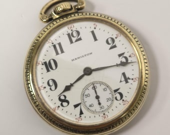 Hamilton 974 Special Pocket Watch 17 Jewels Gold Filled Montgomery Dial Railway Grade