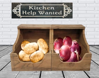 Rustic Kitchen Storage Bins for Potatos and Onions