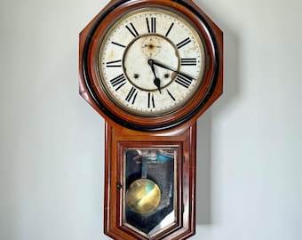 Antique Ansonia Long Drop Schoolhouse Clock – Circa 1910 Original Timepiece