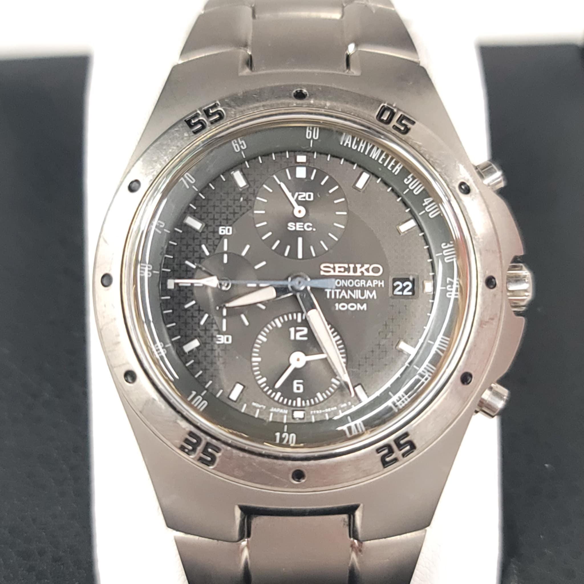 Seiko Men's Chronograph Titanium Watch – 100M Water
